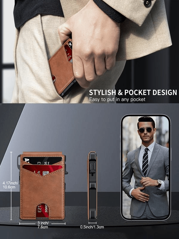 Men's Slim Wallet ID Window. RFID - Blocking
