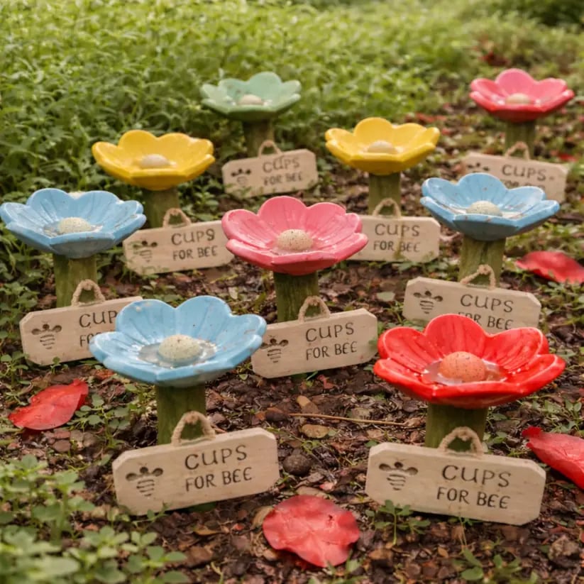 🌸Flower-Shaped Ceramic Bee Watering Station🐝