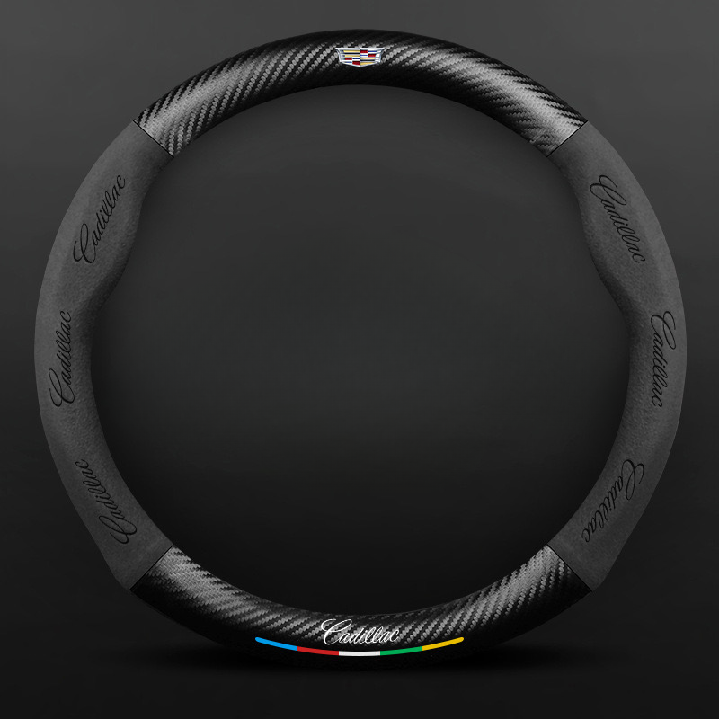 TrackVibe | Black Carbon Suede Steering Wheel Cover – Anti-Slip & Wear-Resistant