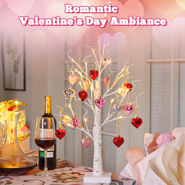 Romantic Heart-Shaped Birch Tree Lamp