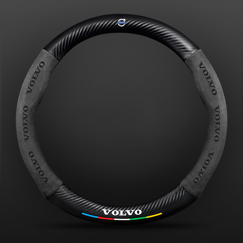 TrackVibe | Black Carbon Suede Steering Wheel Cover – Anti-Slip & Wear-Resistant