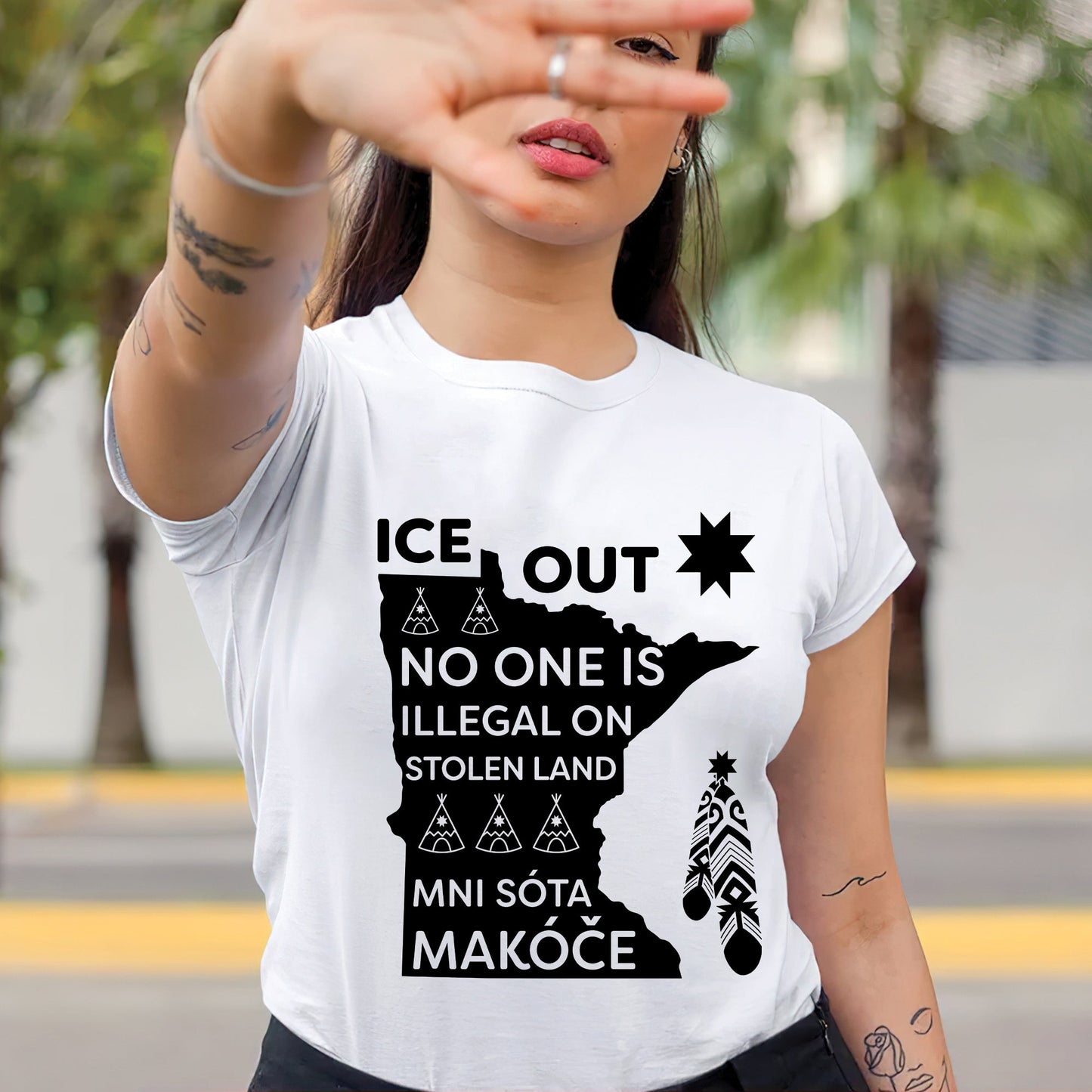 ICE Out of Mni Sóta Makóce - No One Is Illegal On Stolen Land Unisex T-shirt/T-shirt V-Neck/Hoodie/Sweatshirt