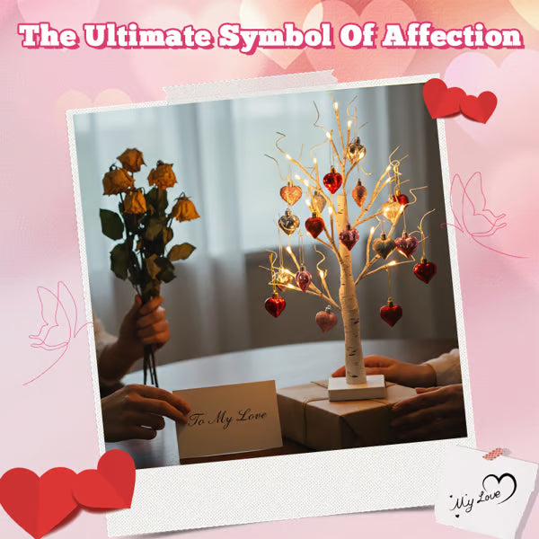 Romantic Heart-Shaped Birch Tree Lamp