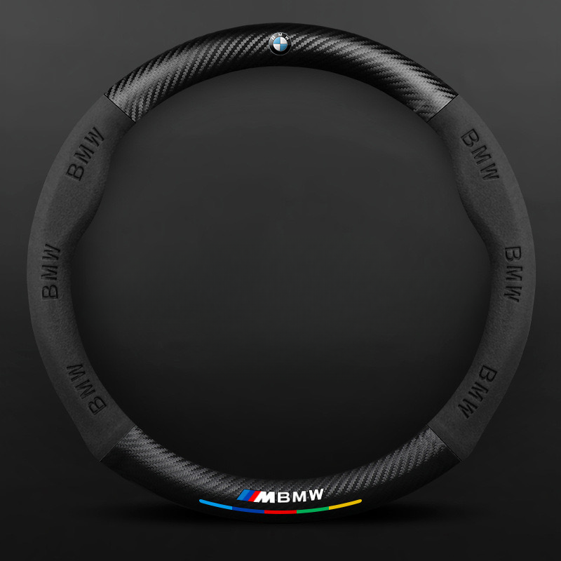 TrackVibe | Black Carbon Suede Steering Wheel Cover – Anti-Slip & Wear-Resistant