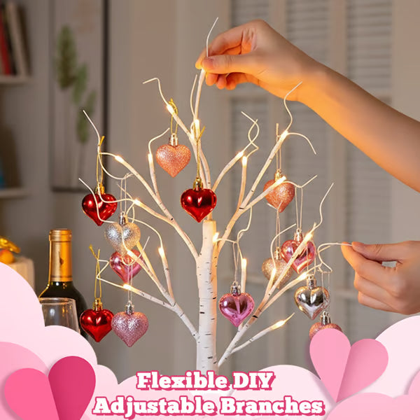 Romantic Heart-Shaped Birch Tree Lamp