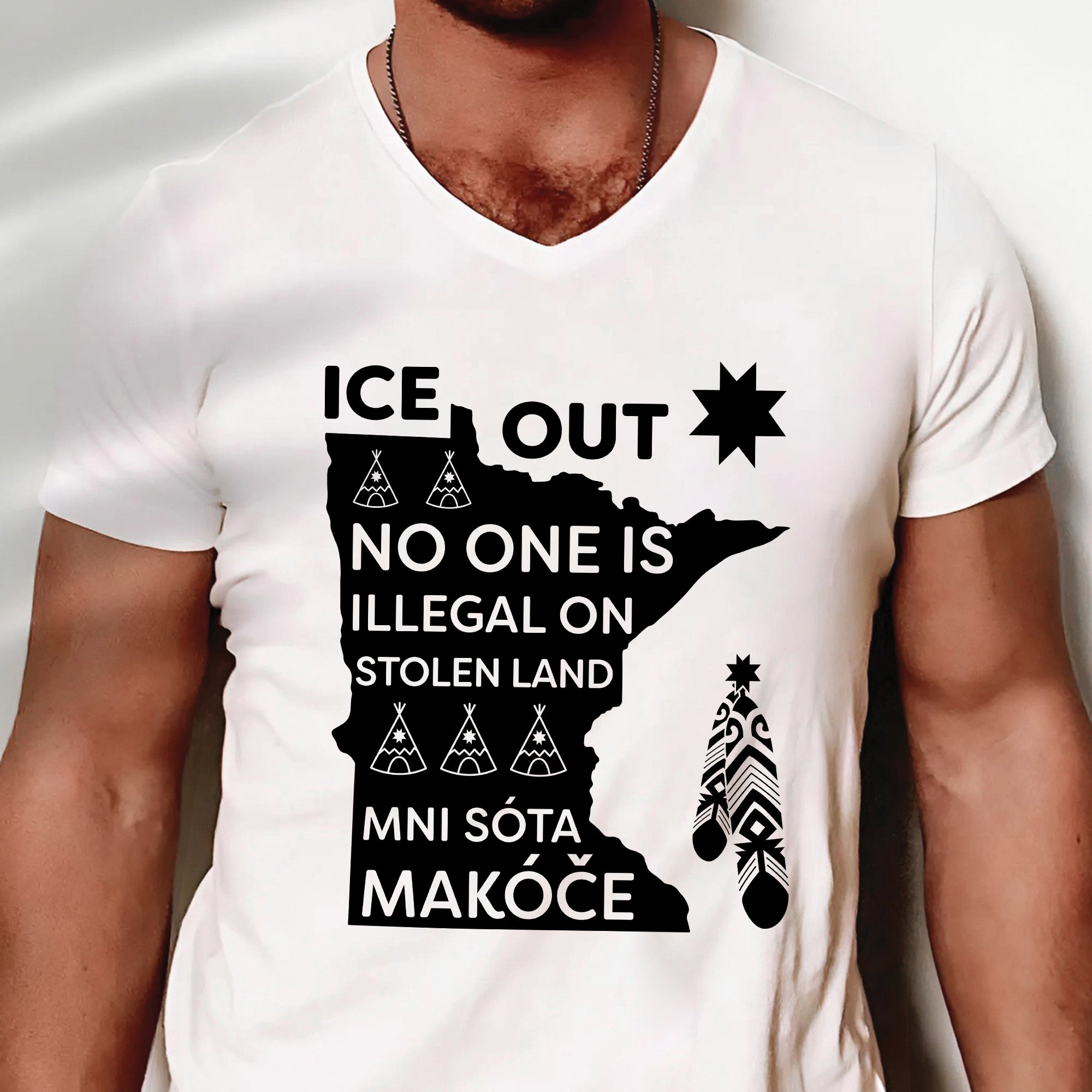 ICE Out of Mni Sóta Makóce - No One Is Illegal On Stolen Land Unisex T-shirt/T-shirt V-Neck/Hoodie/Sweatshirt