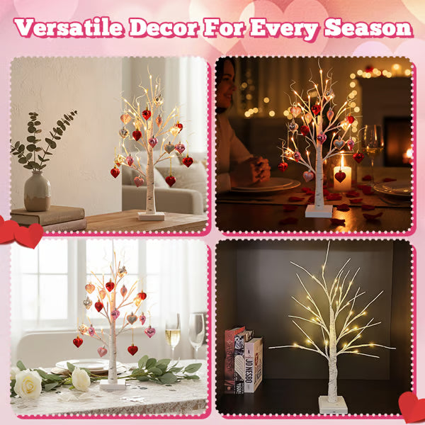 Romantic Heart-Shaped Birch Tree Lamp