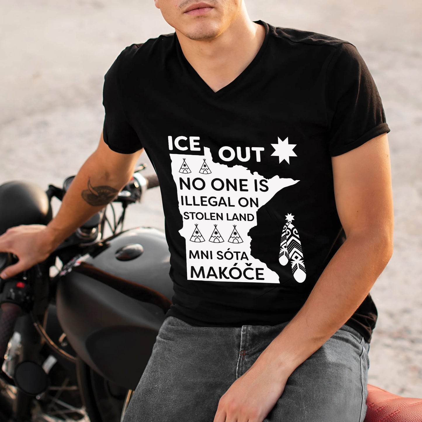 ICE Out of Mni Sóta Makóce - No One Is Illegal On Stolen Land Unisex T-shirt/T-shirt V-Neck/Hoodie/Sweatshirt