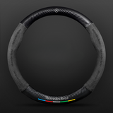 TrackVibe | Black Carbon Suede Steering Wheel Cover – Anti-Slip & Wear-Resistant
