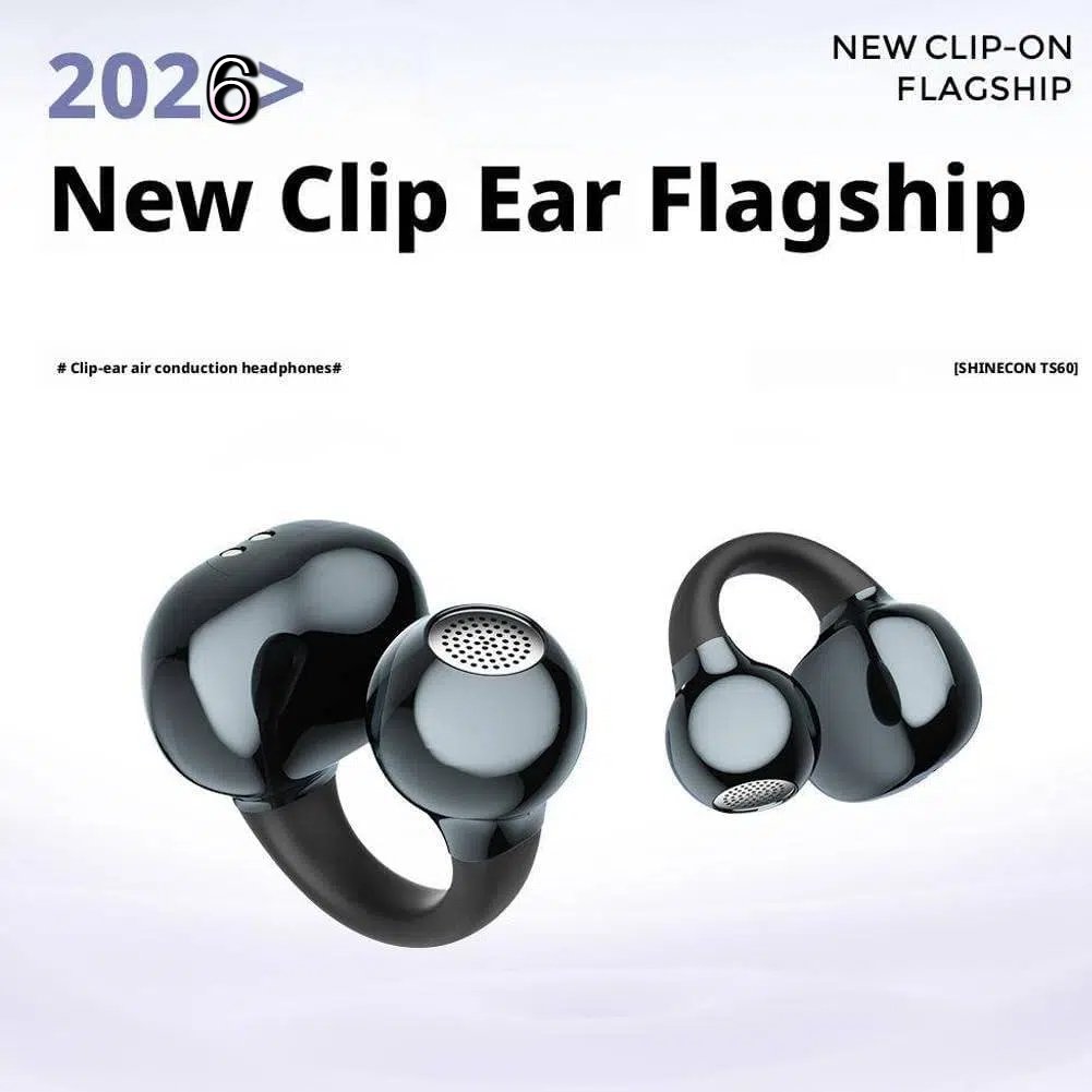 🎧2026 New Clip-On Open-Ear Headphones – Wireless Bluetooth Earbuds with AI Noise Cancelling. Rhinestone Decor & Water Resistant