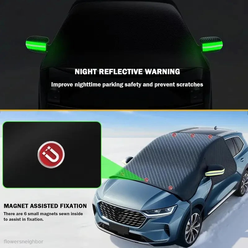 Car windshield snow cover - suitable for most cars, SUVs, and trucks.