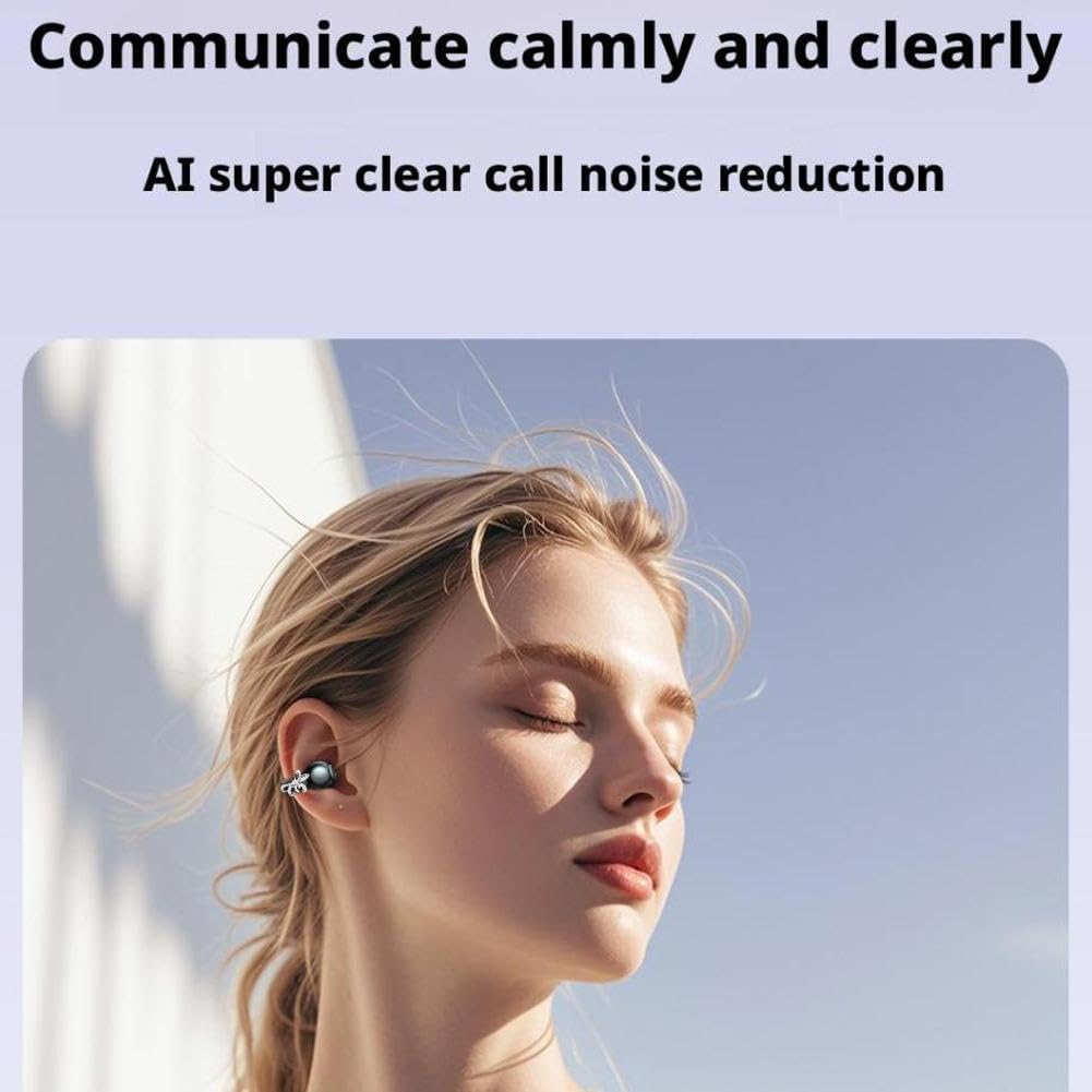 🎧2026 New Clip-On Open-Ear Headphones – Wireless Bluetooth Earbuds with AI Noise Cancelling. Rhinestone Decor & Water Resistant