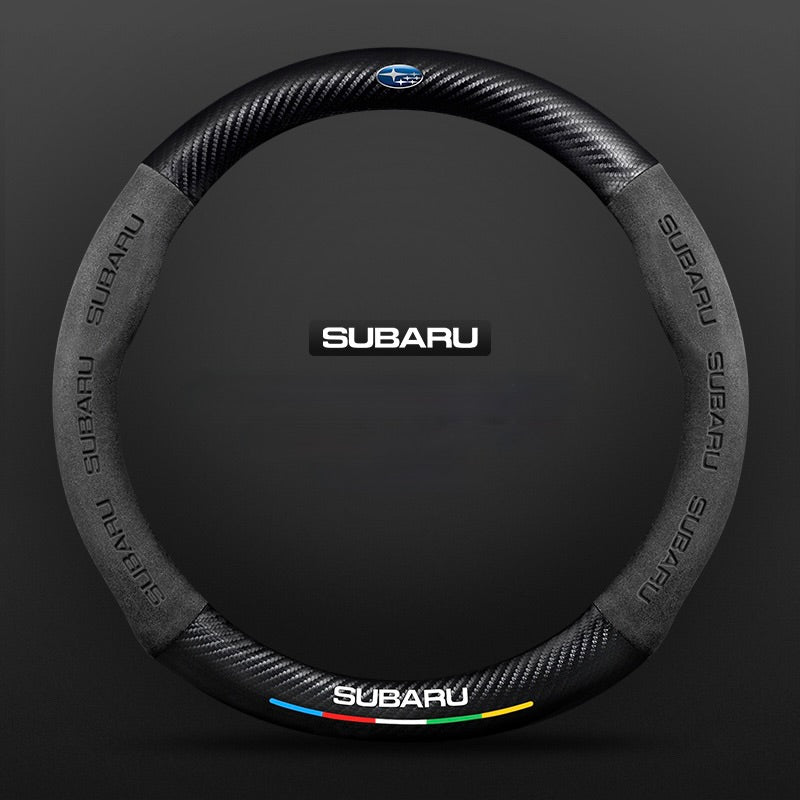 TrackVibe | Black Carbon Suede Steering Wheel Cover – Anti-Slip & Wear-Resistant