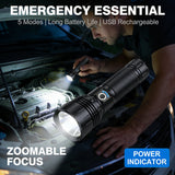 ✨Rechargeable LED Flashlight - High Lumen. Waterproof. Ultra Bright Flashlight for Emergencies