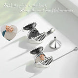 Sterling silver cremation locket necklace with angel wings, urn keepsake pendant, custom photo urn jewelry, funeral memorial gift