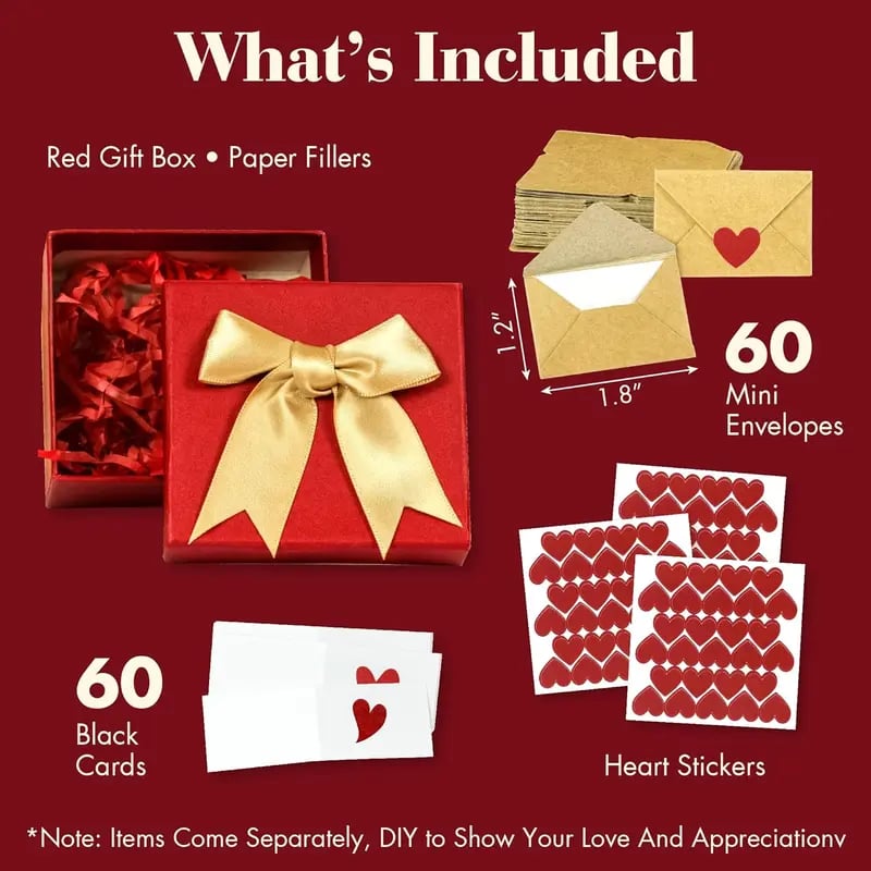 💌DIY Love Notes Box - Mini Blank Cards & Envelopes for Him/Her💕