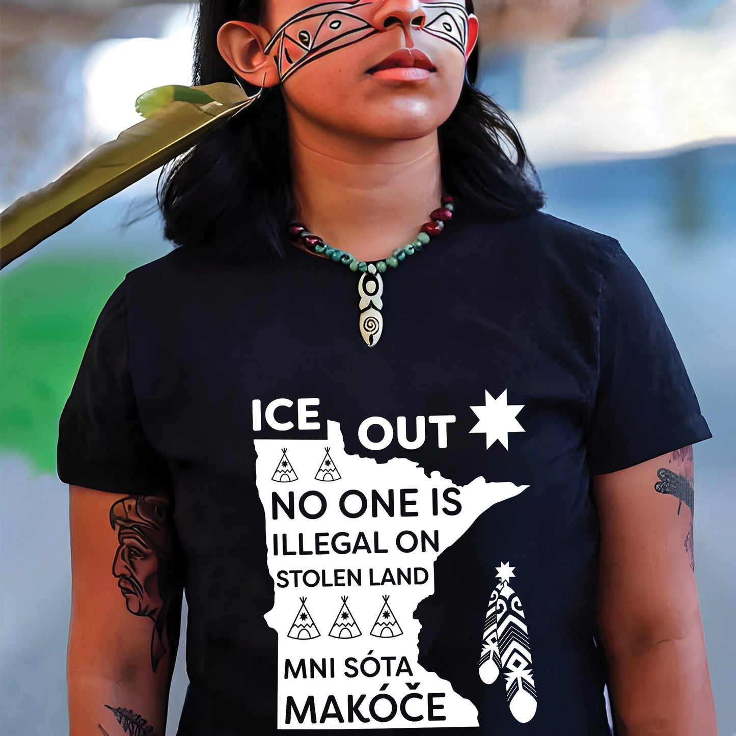 ICE Out of Mni Sóta Makóce - No One Is Illegal On Stolen Land Unisex T-shirt/T-shirt V-Neck/Hoodie/Sweatshirt