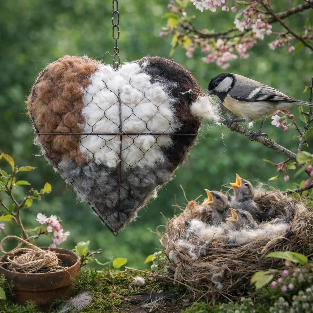 🎁LAST DAY 49% OFF - 🕊️🏡Handmade Natural Alpaca Fiber Bird Nesting Heart