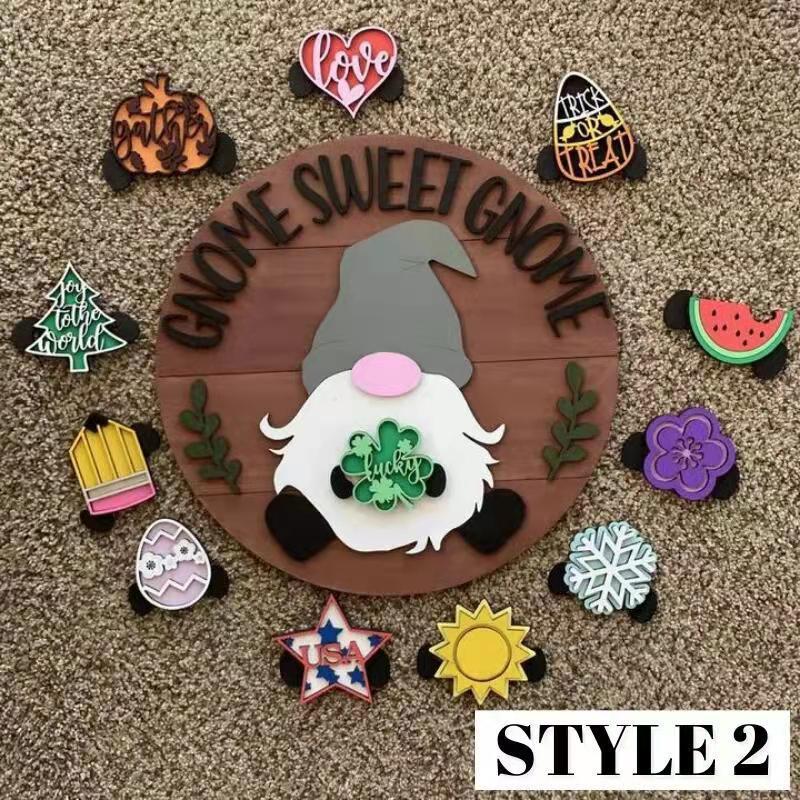 🎉🎉Interchangeable Wooden Gnome Welcome Sign🎈