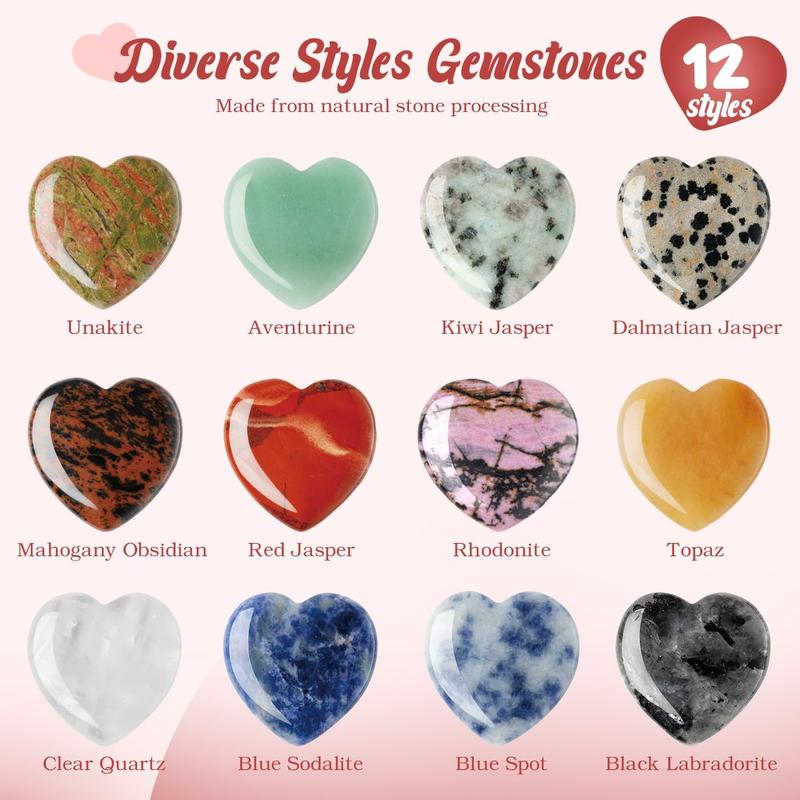 Valentine's Day Gem Gifts for Kids & Adults – 24-Pack Prefilled Cards with Heart-Shaped Gemstones