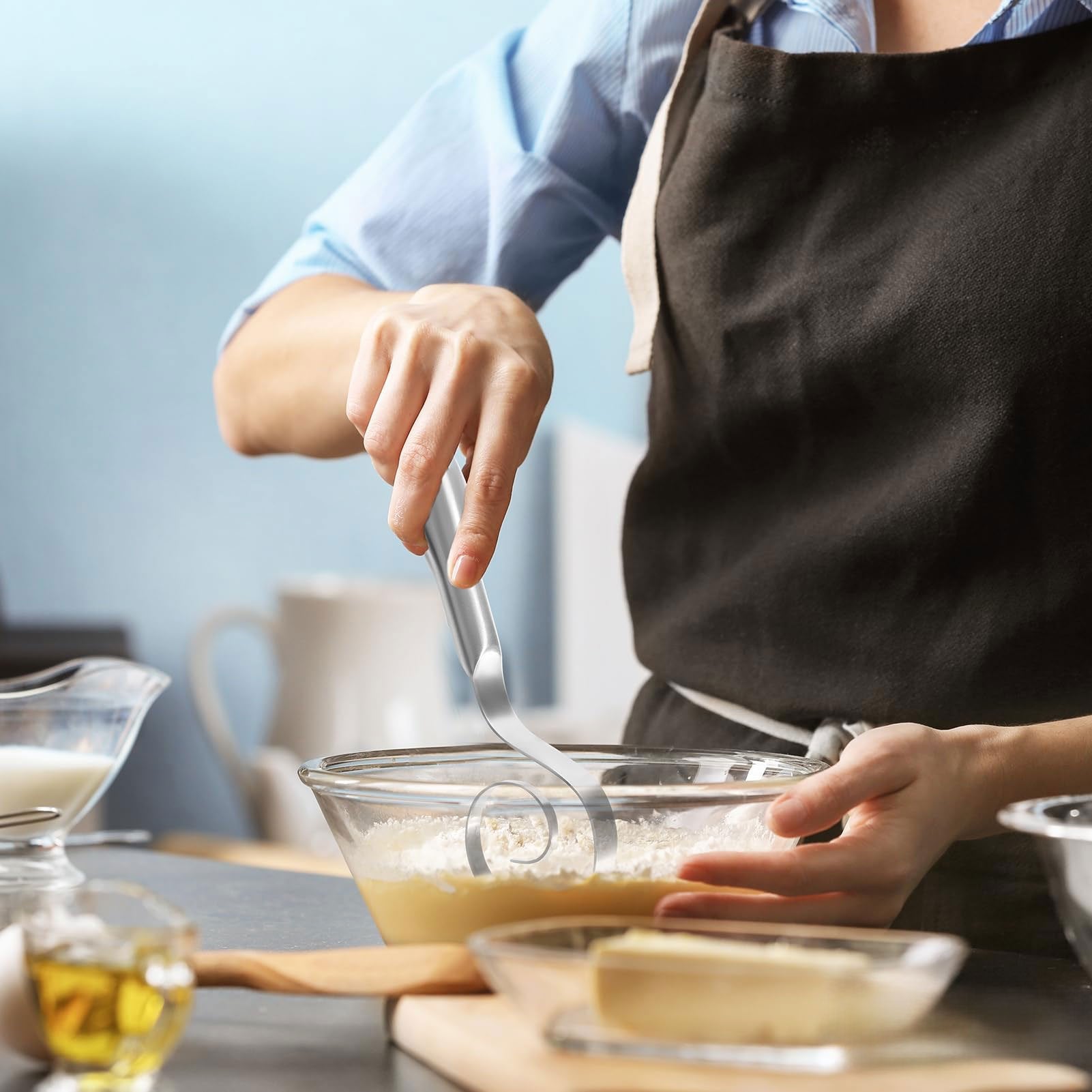 🔥Seamless Dough Whisk. 430 stainless steel Dough Whisk. 9 Bread Whisk for Cooking