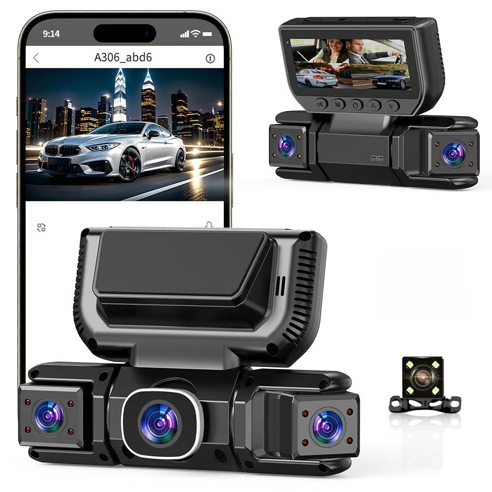 360° Car DVR WiFi 4Channels Dash Cam Video Recorder(SD card is not included)