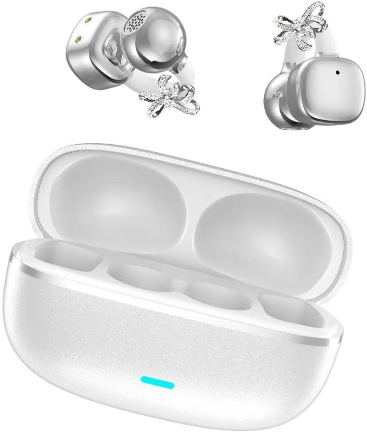 🎧2026 New Clip-On Open-Ear Headphones – Wireless Bluetooth Earbuds with AI Noise Cancelling. Rhinestone Decor & Water Resistant