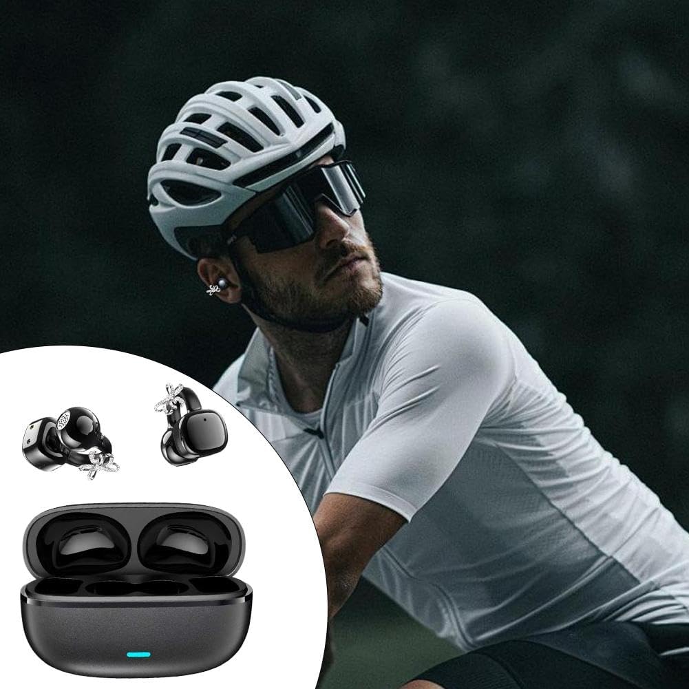 🎧2026 New Clip-On Open-Ear Headphones – Wireless Bluetooth Earbuds with AI Noise Cancelling. Rhinestone Decor & Water Resistant