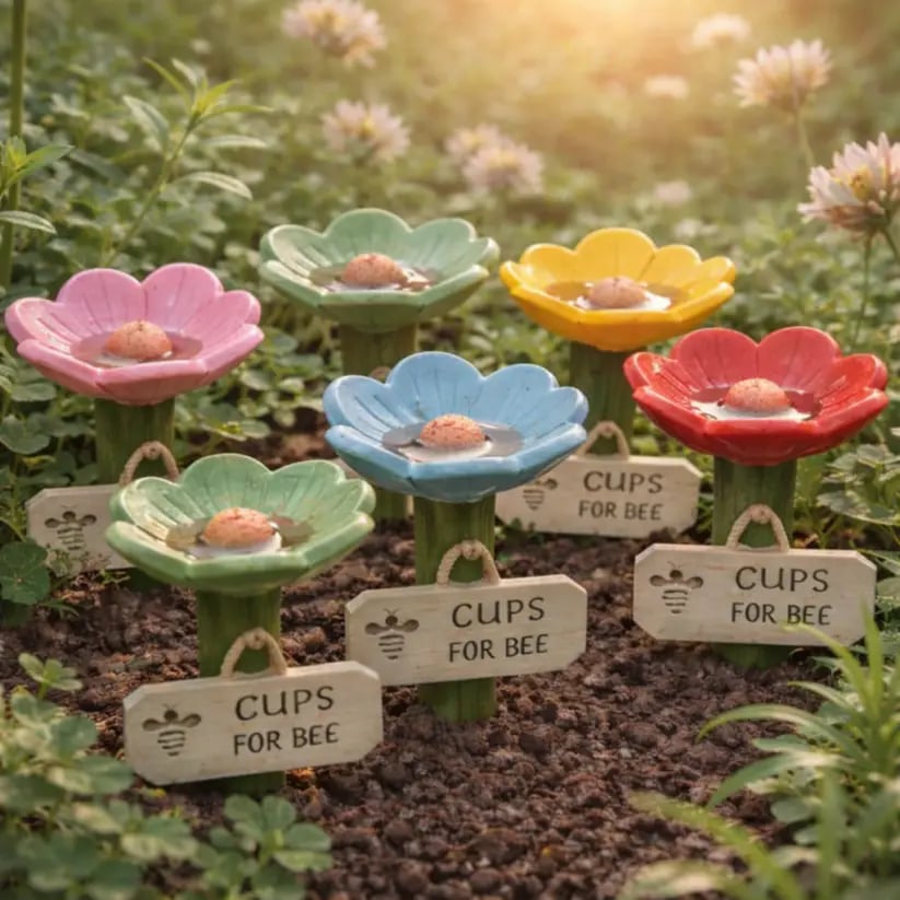 🌸Flower-Shaped Ceramic Bee Watering Station🐝