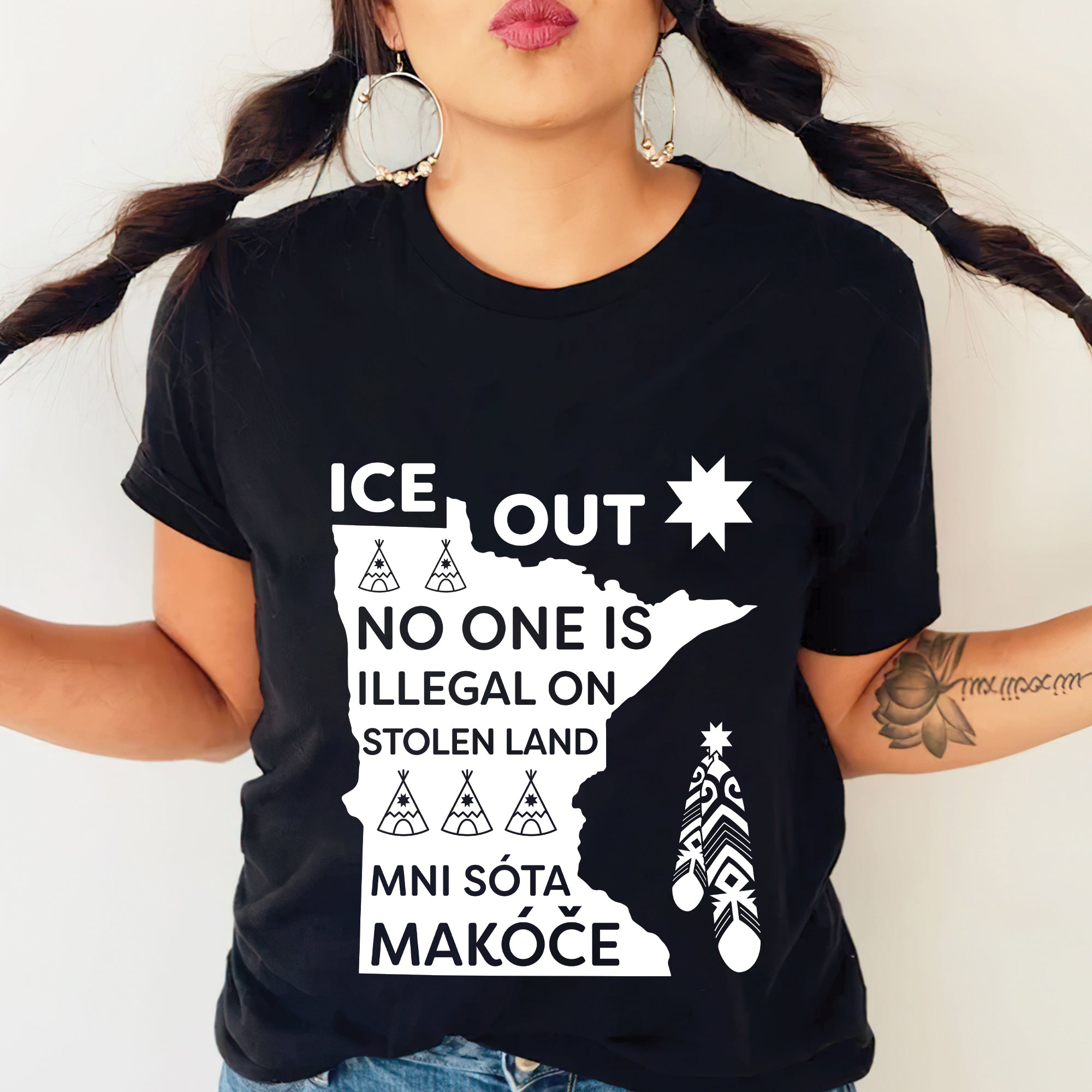 ICE Out of Mni Sóta Makóce - No One Is Illegal On Stolen Land Unisex T-shirt/T-shirt V-Neck/Hoodie/Sweatshirt