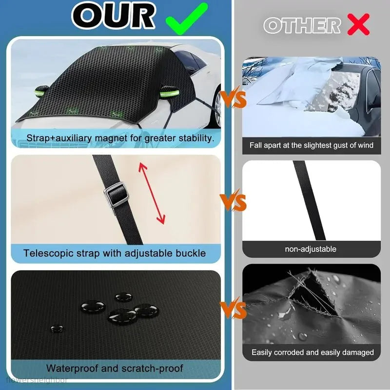 Car windshield snow cover - suitable for most cars, SUVs, and trucks.