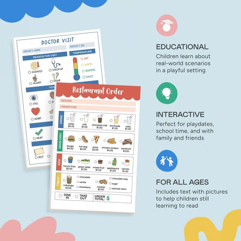 🔥Last Day 49% OFF - 🥳 Pretend Play Notepads | 2-Pack✨