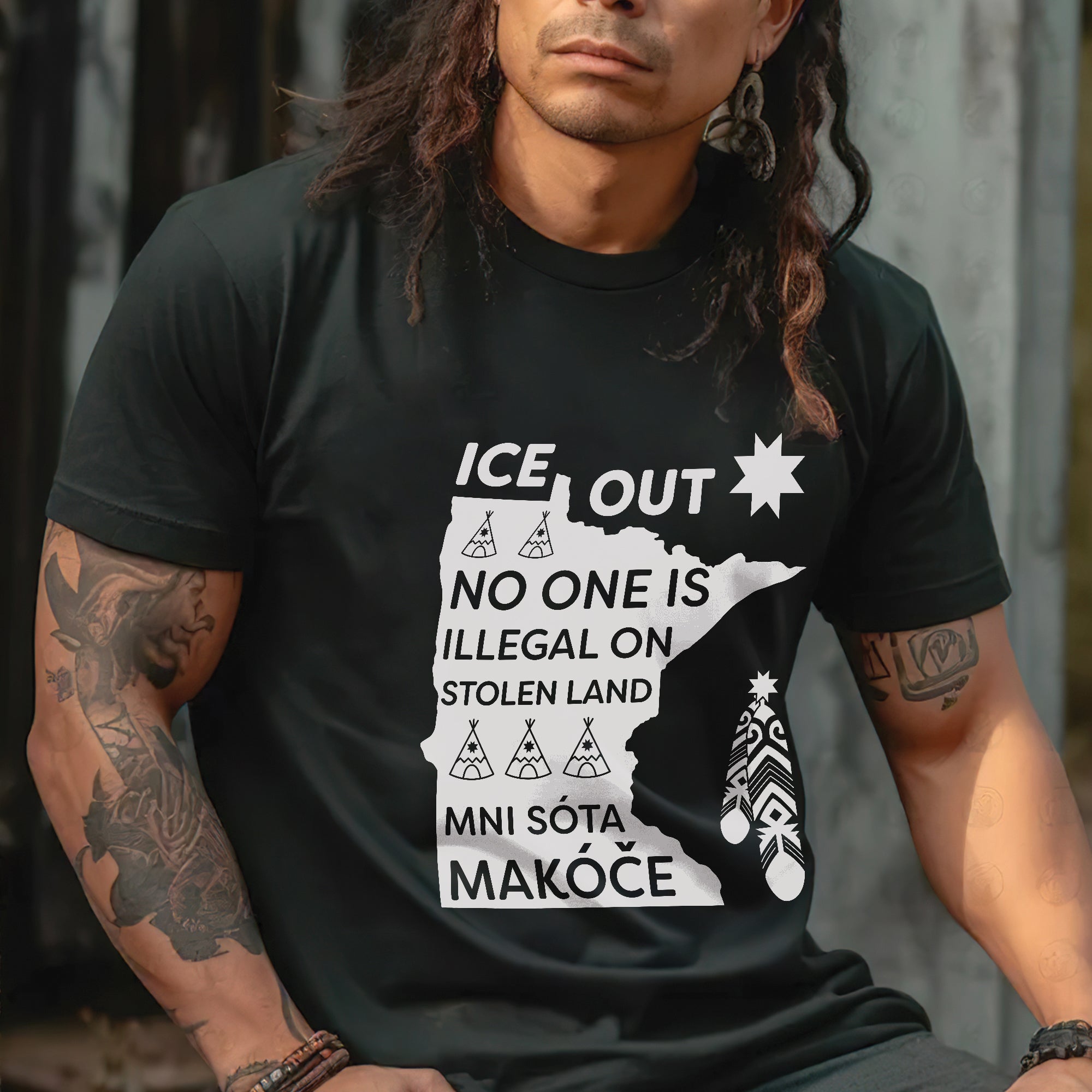 ICE Out of Mni Sóta Makóce - No One Is Illegal On Stolen Land Unisex T-shirt/T-shirt V-Neck/Hoodie/Sweatshirt