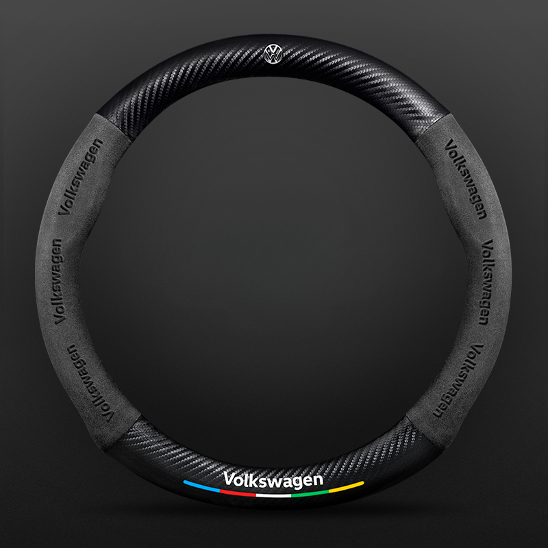 TrackVibe | Black Carbon Suede Steering Wheel Cover – Anti-Slip & Wear-Resistant