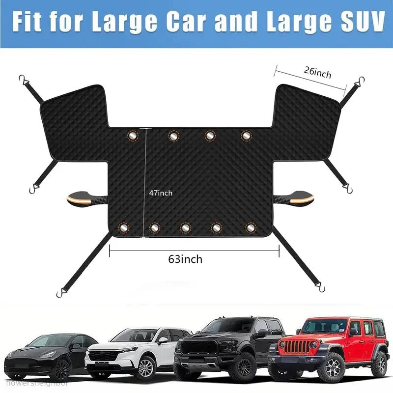 Car windshield snow cover - suitable for most cars, SUVs, and trucks.