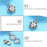 Dog/Cat Paw Ashes Stainless Steel Memorial Box Urn Necklace