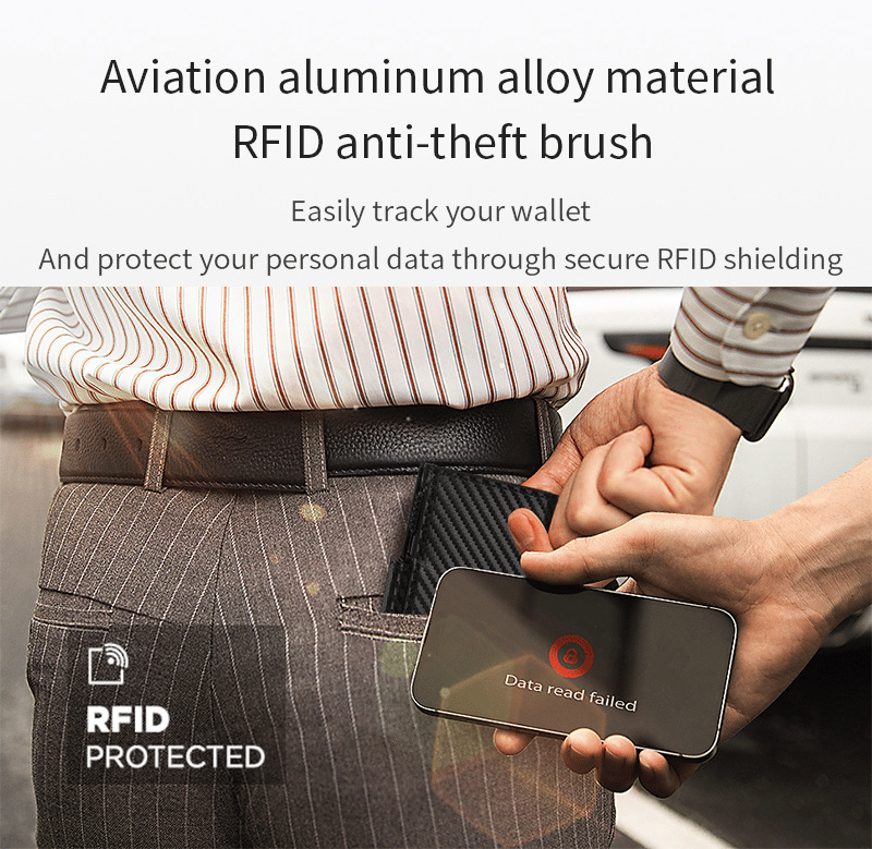 Men's Slim Wallet ID Window. RFID - Blocking