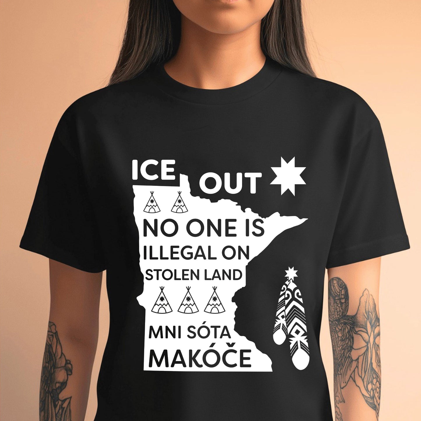 ICE Out of Mni Sóta Makóce - No One Is Illegal On Stolen Land Unisex T-shirt/T-shirt V-Neck/Hoodie/Sweatshirt
