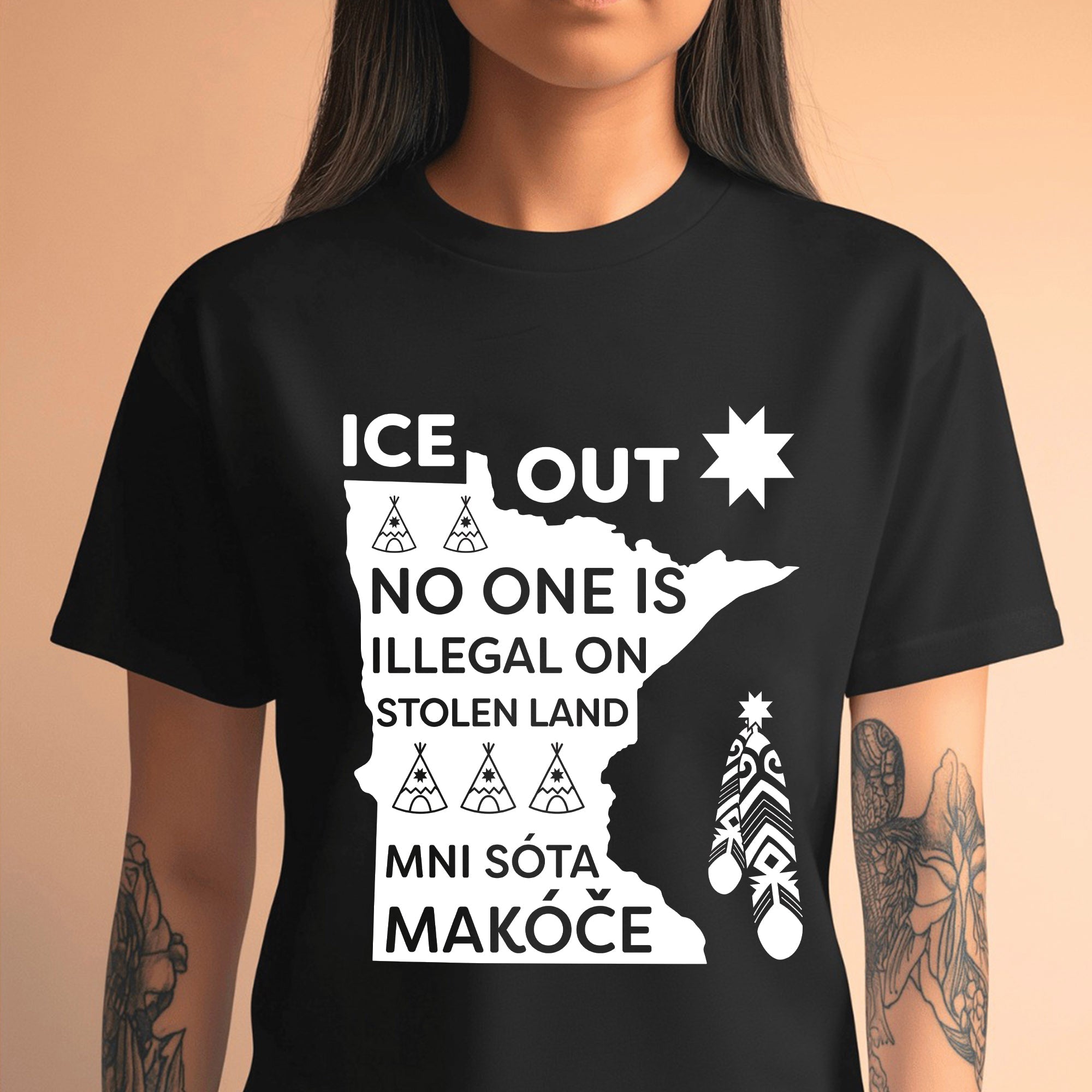 ICE Out of Mni Sóta Makóce - No One Is Illegal On Stolen Land Unisex T-shirt/T-shirt V-Neck/Hoodie/Sweatshirt