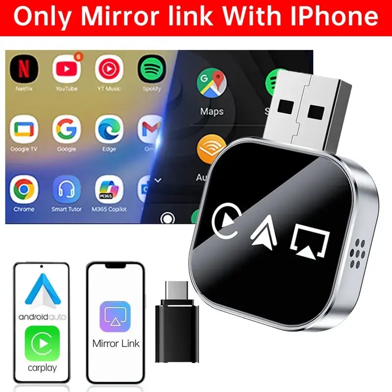 2026 Upgrade 3 in 1 Screen Mirror Phone. wired to wireless Carplay adapter