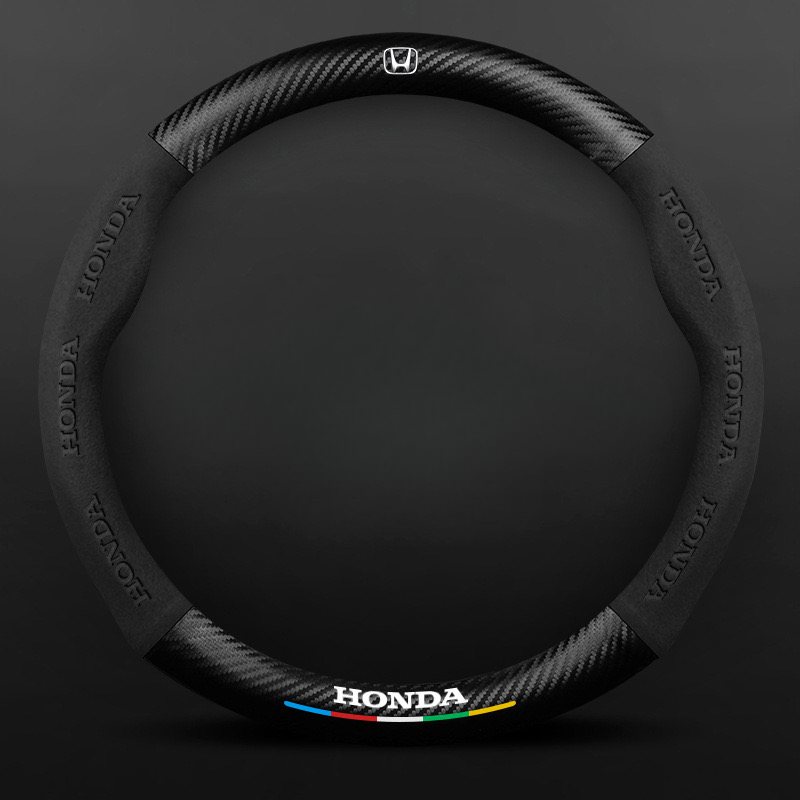 TrackVibe | Black Carbon Suede Steering Wheel Cover – Anti-Slip & Wear-Resistant