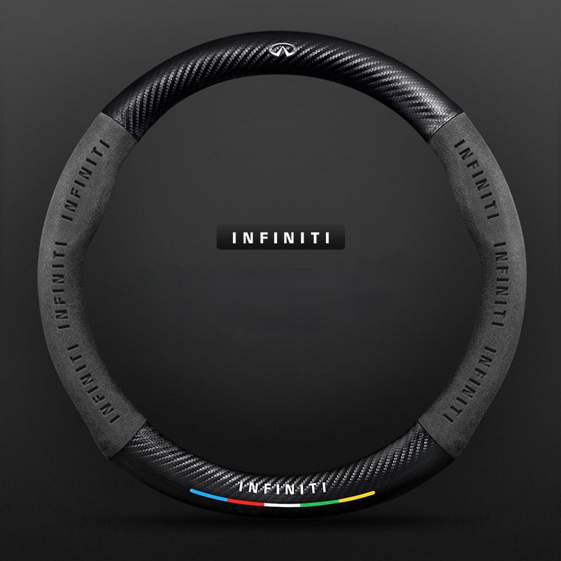 TrackVibe | Black Carbon Suede Steering Wheel Cover – Anti-Slip & Wear-Resistant