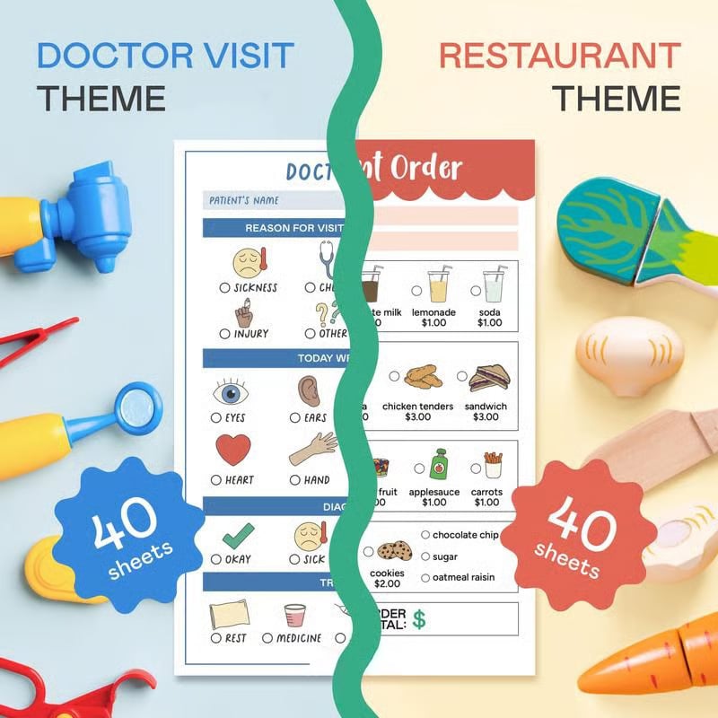 🔥Last Day 49% OFF - 🥳 Pretend Play Notepads | 2-Pack✨