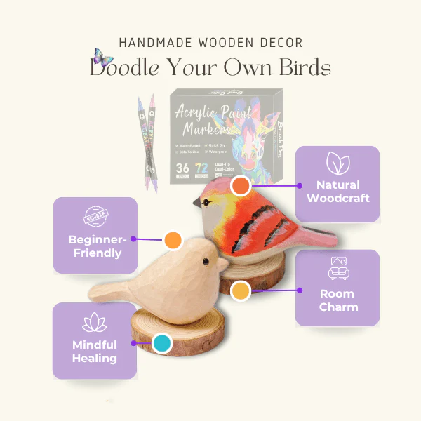 Wooden Bird & Marker Craft Kit 🦜
