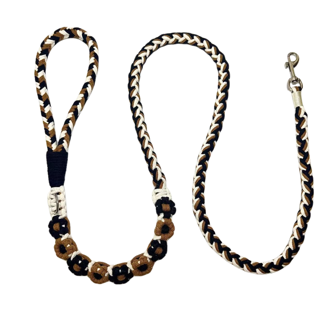 Nine Flowers Rope Dog Leash (Black Brown)