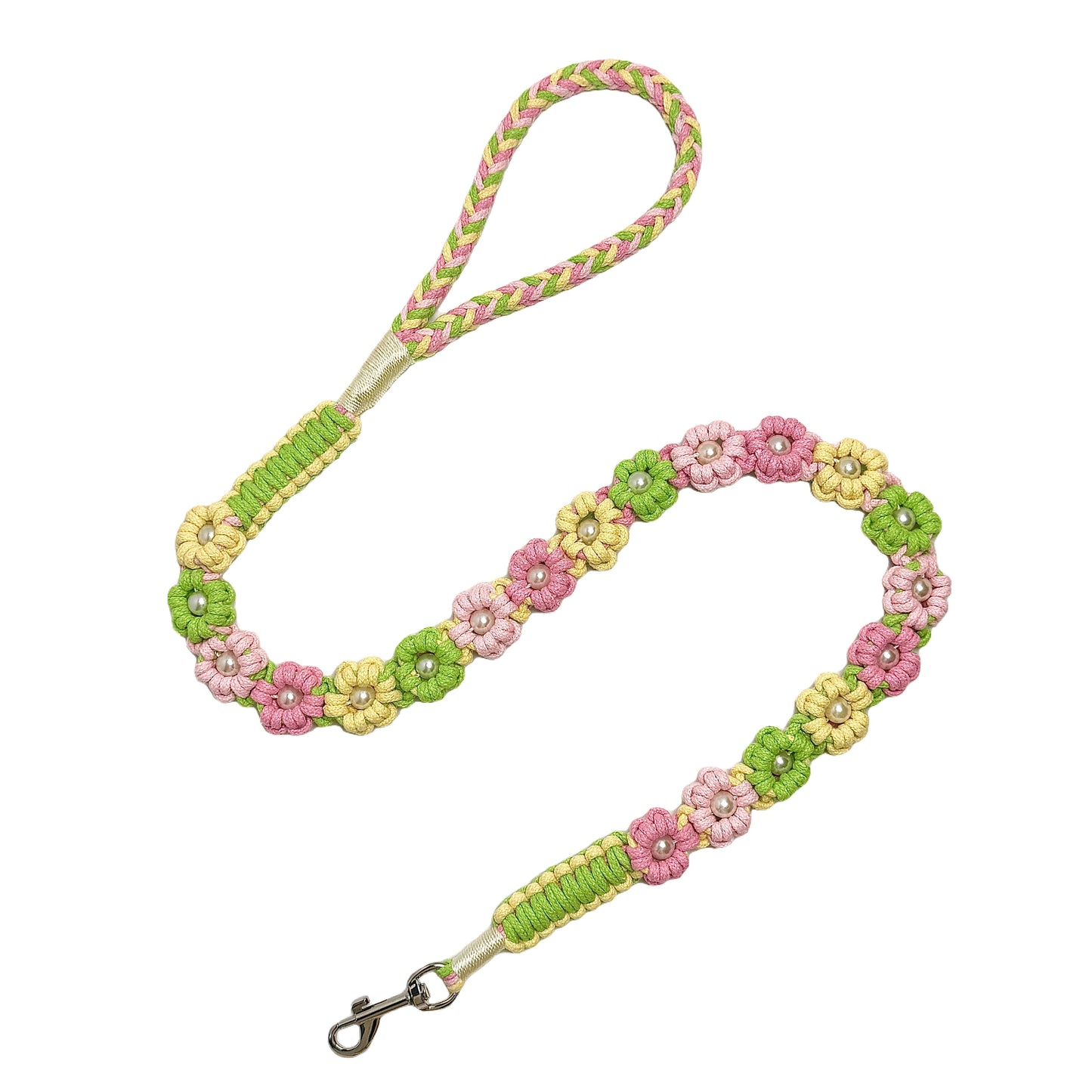 Bright Spring | Hand-woven 25-flower dog leash