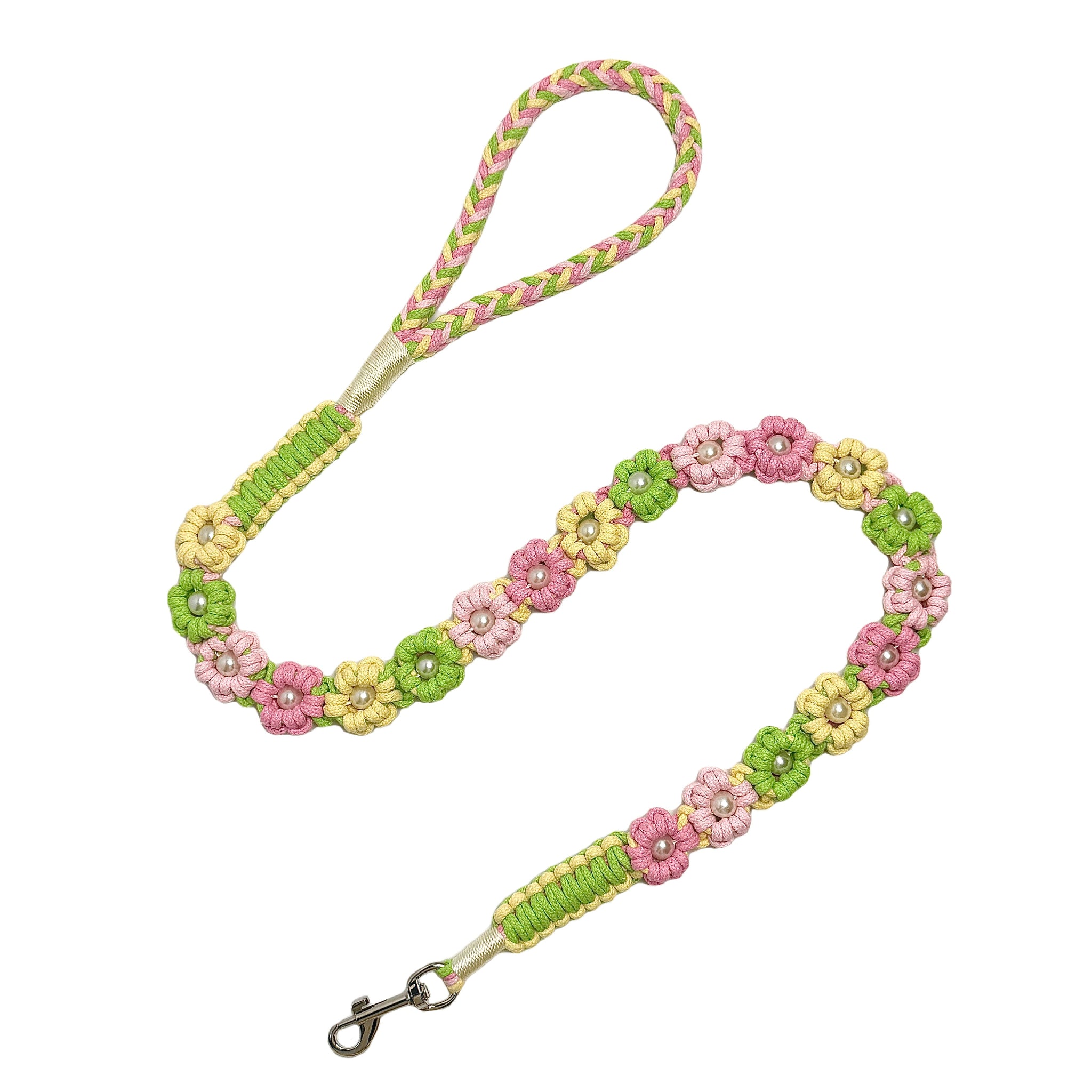 Bright Spring | Hand-woven 25-flower dog leash