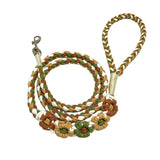 Five Flowers Rope Dog Leash (Brown and Green)