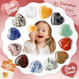 Valentine's Day Gem Gifts for Kids & Adults – 24-Pack Prefilled Cards with Heart-Shaped Gemstones