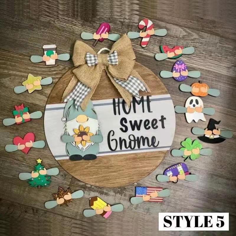 🎉🎉Interchangeable Wooden Gnome Welcome Sign🎈